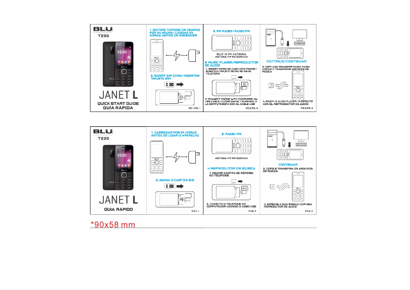 Page 1 de la notice Manuel utilisateur BLU Janet L