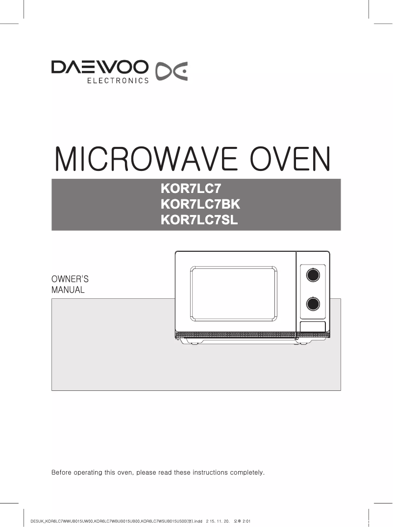 Image de la première page du manuel de l'appareil KOR-7LC7