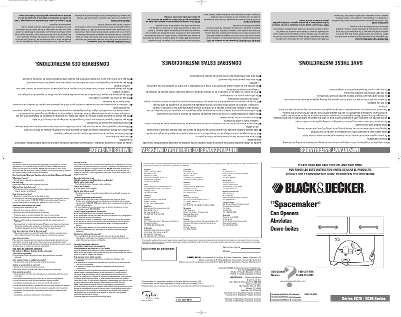 Page n°1 - Manuel utilisateur Black & Decker EC75