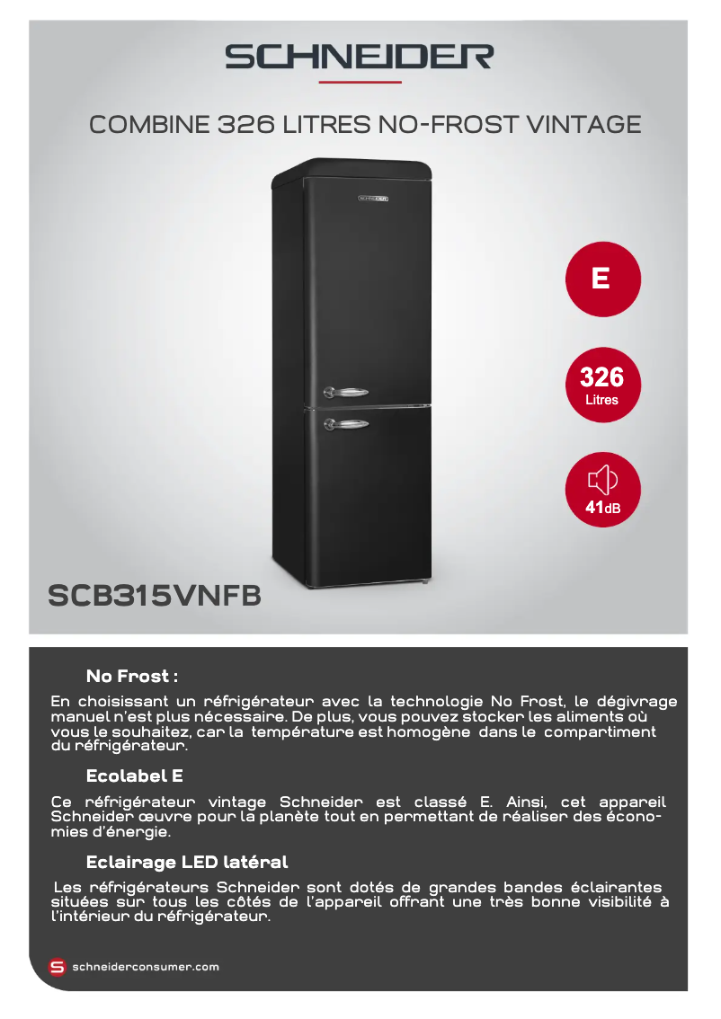 Page 1 de la notice Fiche technique Schneider SCB315VNFB