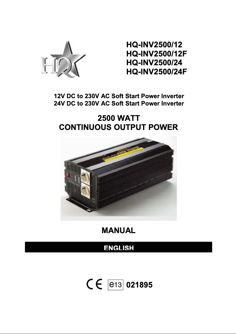 Image de la première page du manuel de l'appareil HQ-INV2500\/12