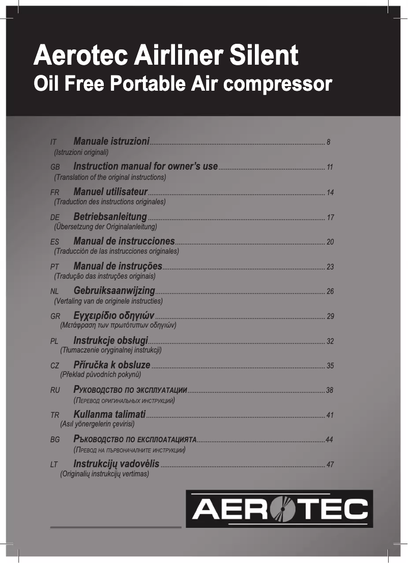 Page 1 de la notice Manuel utilisateur Aerotec Airliner SILENT