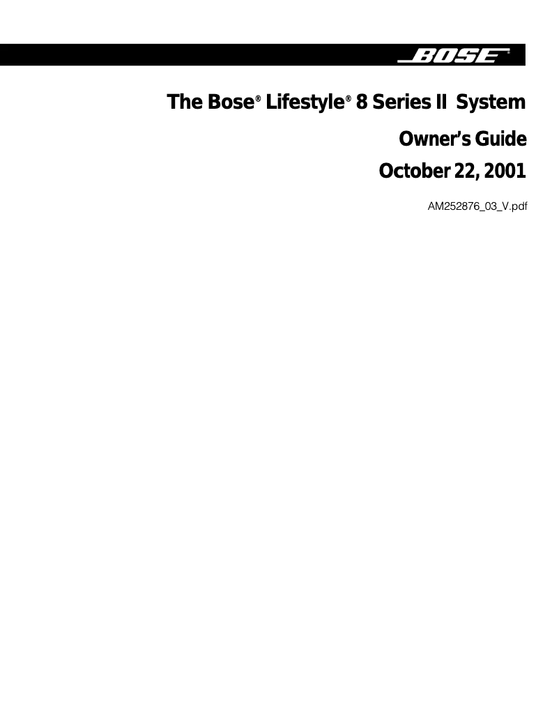 Image de la première page du manuel de l'appareil Lifestile 8 series II