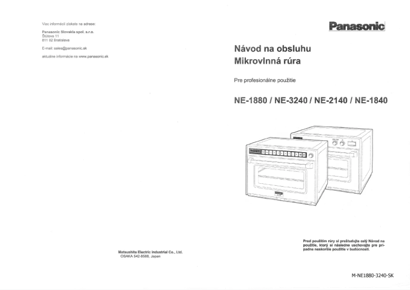 Page n°1 - Manuel utilisateur Panasonic NE-1840
