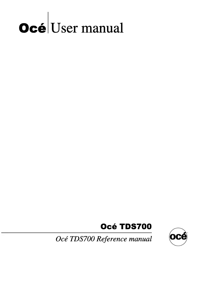 Page n°1 - Manuel utilisateur Océ TDS700