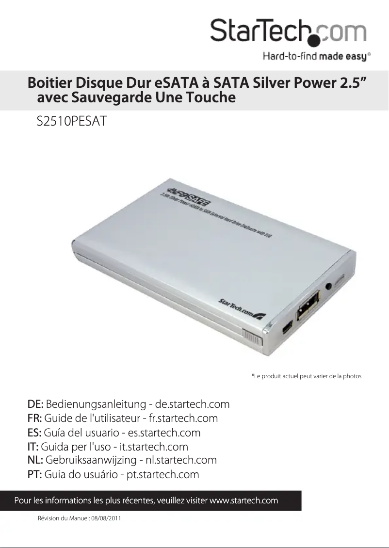 Page 1 de la notice Manuel utilisateur StarTech.com S2510PESAT