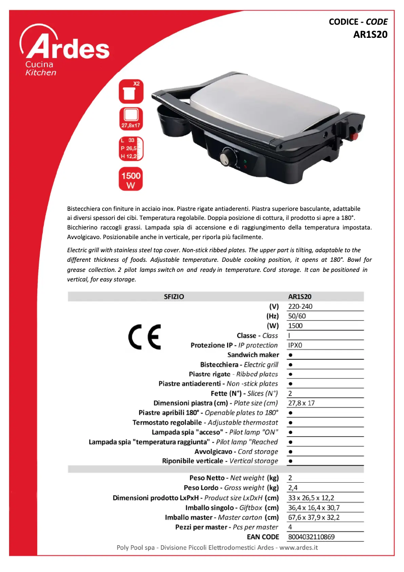 Image de la première page du manuel de l'appareil AR1S20