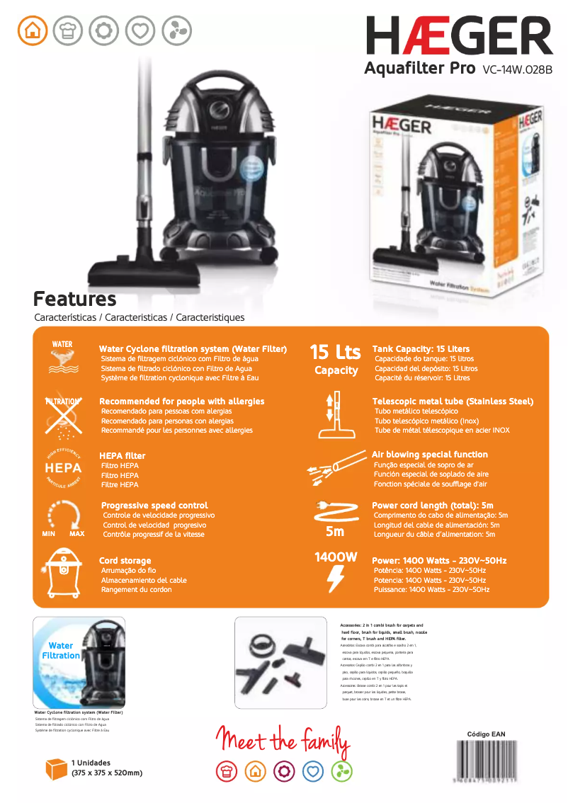 Page 1 de la notice Manuel utilisateur Haeger Aquafilter Pro VC-14W.028B
