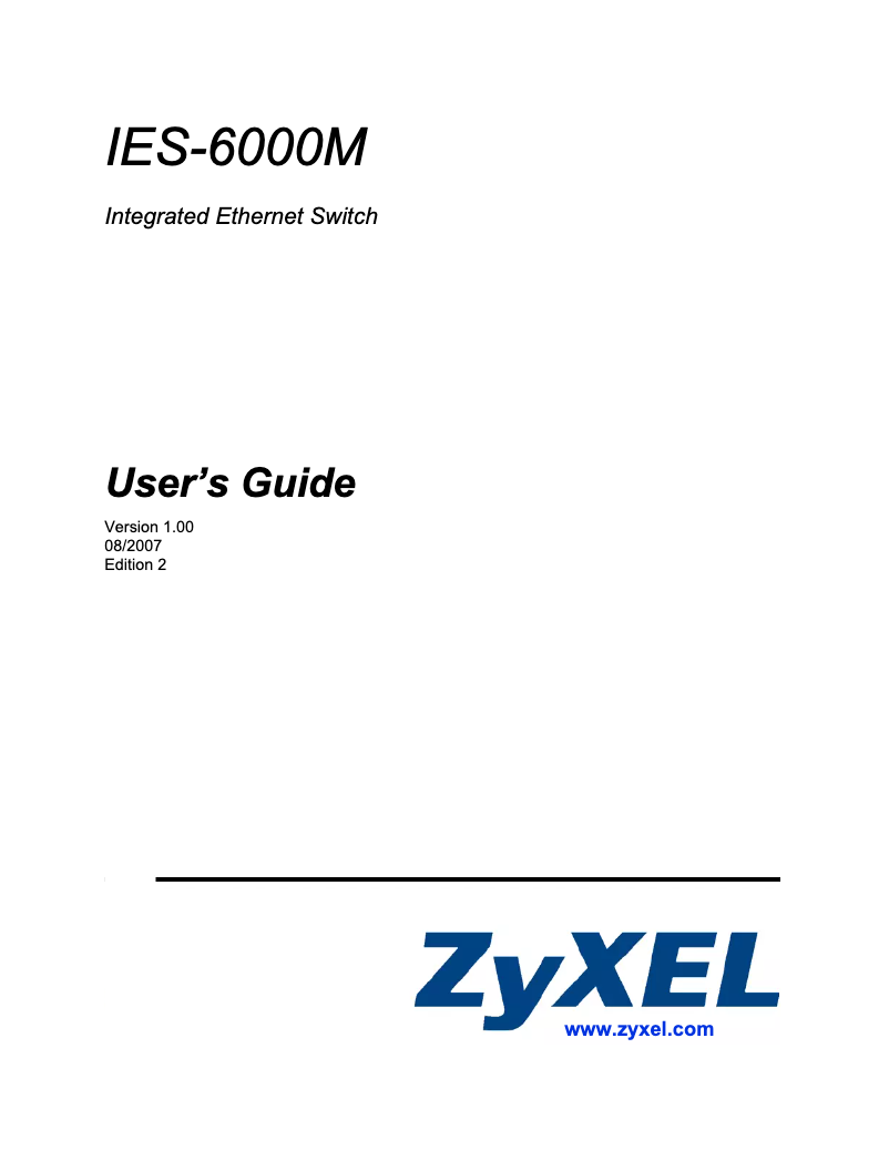 Page n°1 - Manuel utilisateur ZyXEL IES-3016ST
