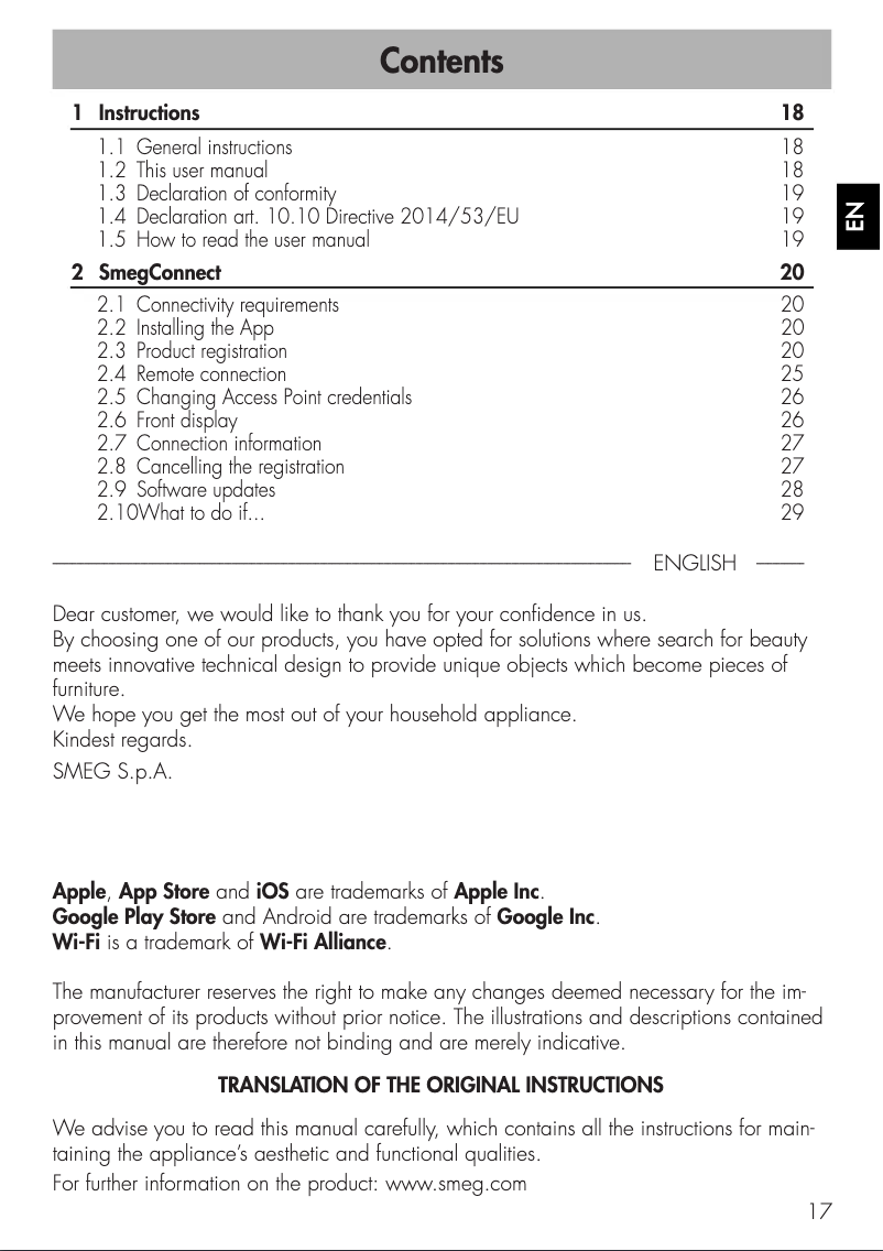 Page 1 de la notice Brochure Smeg STL324BQLLW