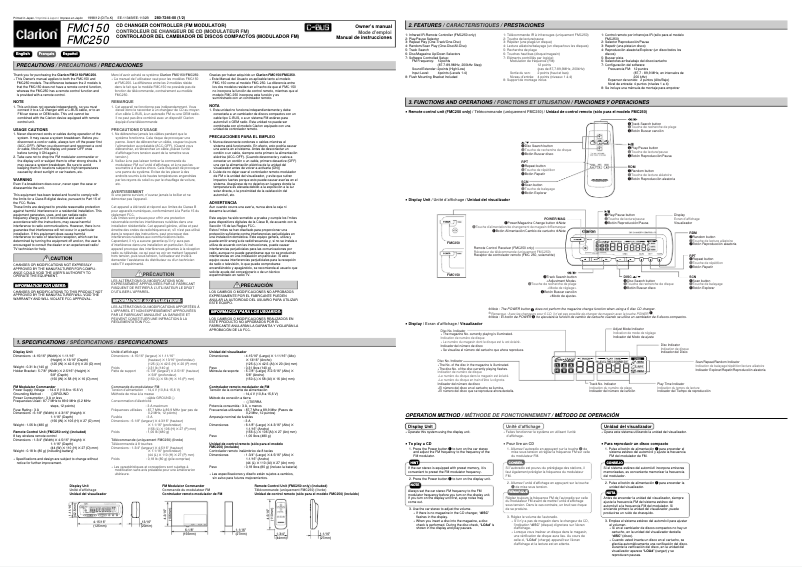 Page 1 de la notice Manuel utilisateur Clarion FMC250