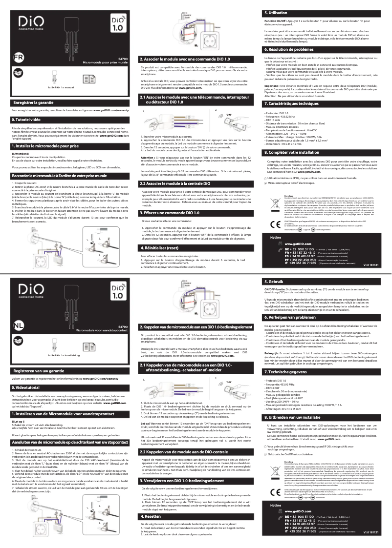 Page 1 de la notice Manuel utilisateur DiO 54790