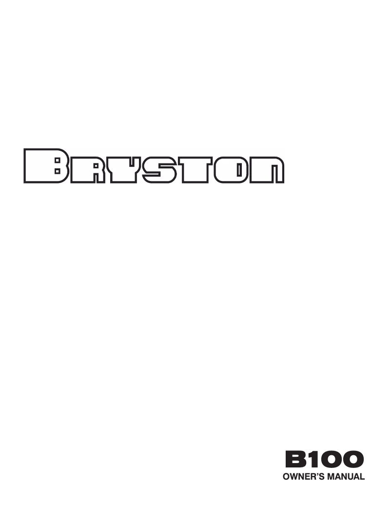 Page 1 of the manual User Manual Bryston B100