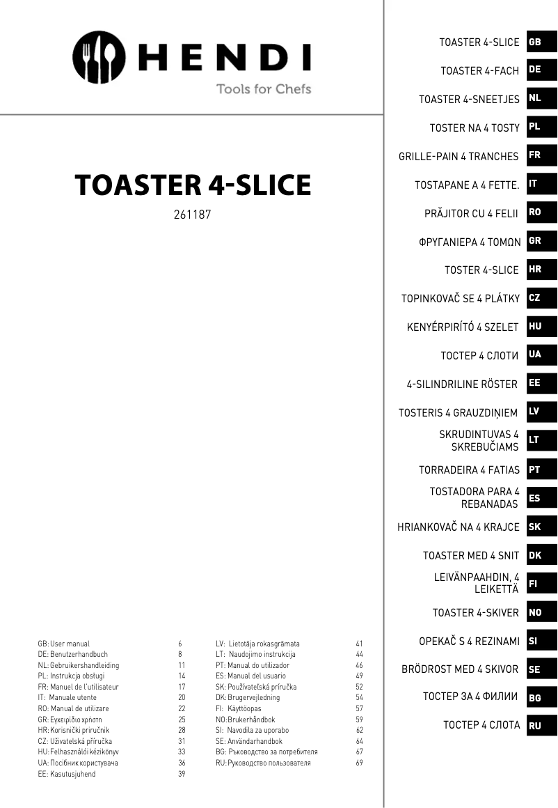 Page n°1 - Fiche technique Hendi 261187