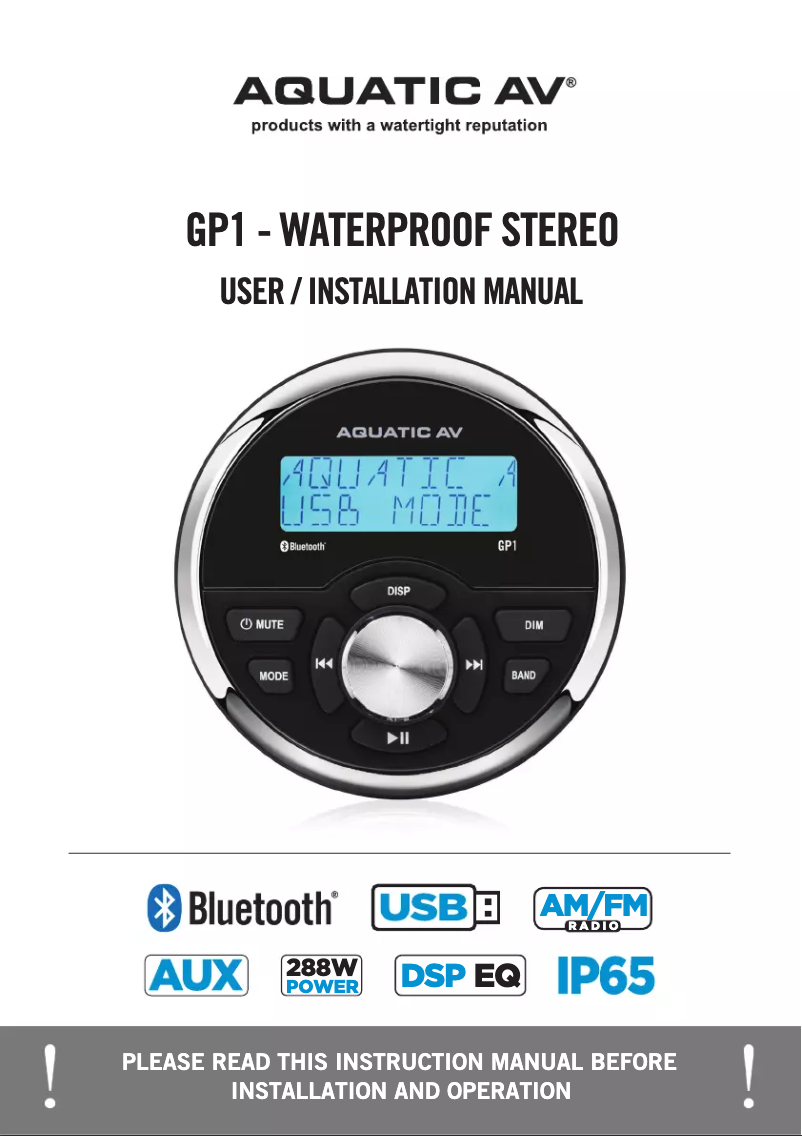 Page 1 de la notice Manuel utilisateur Aquatic AV GC112