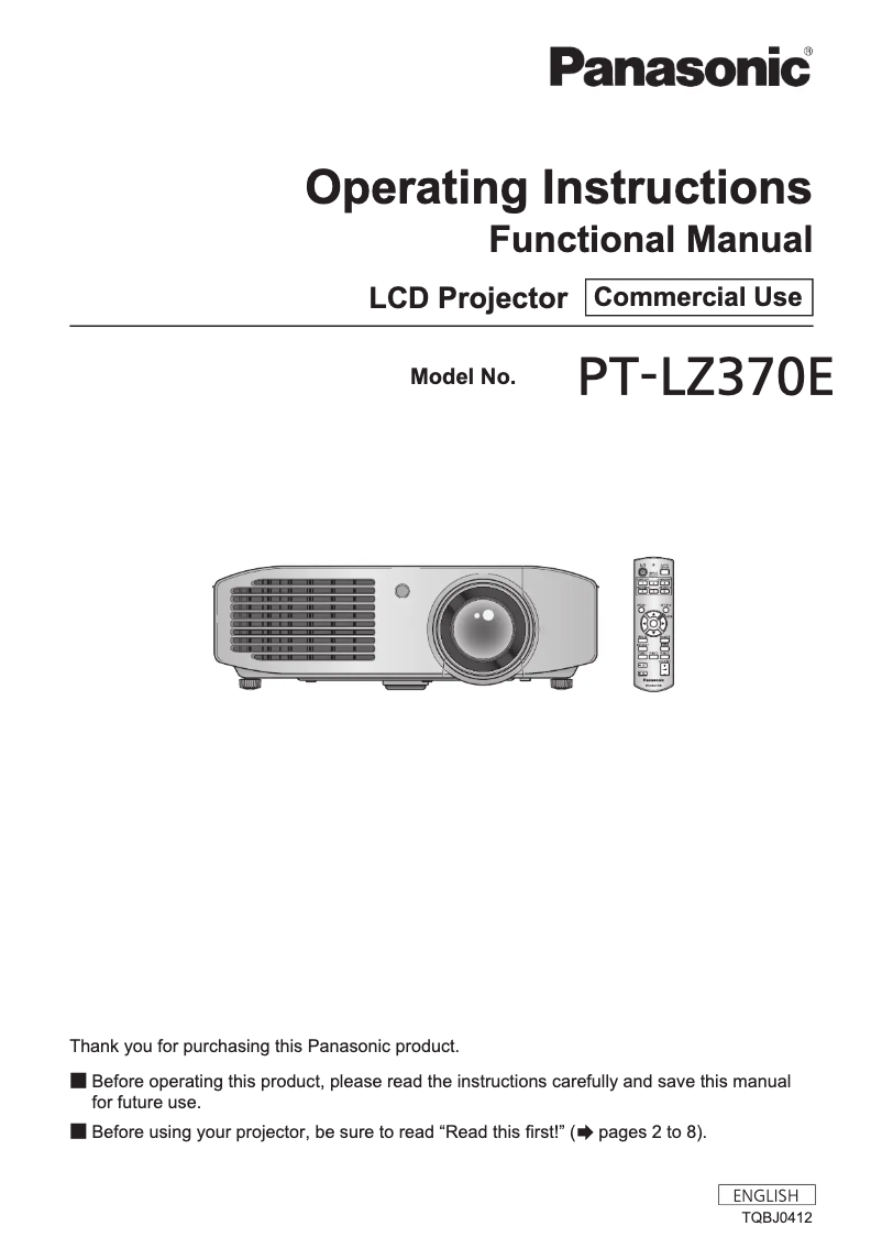 Imagen de la primera página del manual del dispositivo PT-LZ370E