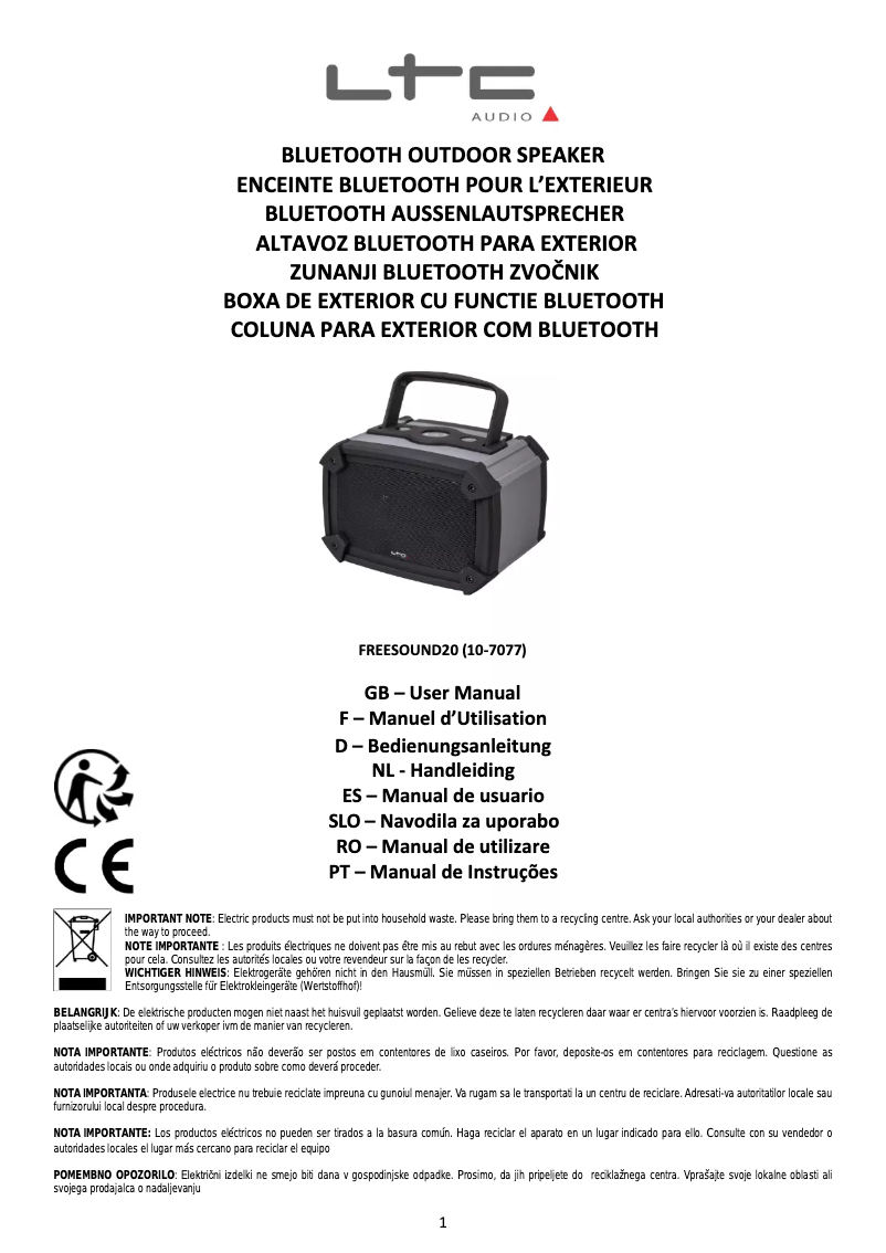 Page 1 de la notice Manuel utilisateur Lotronic FREESOUND 20