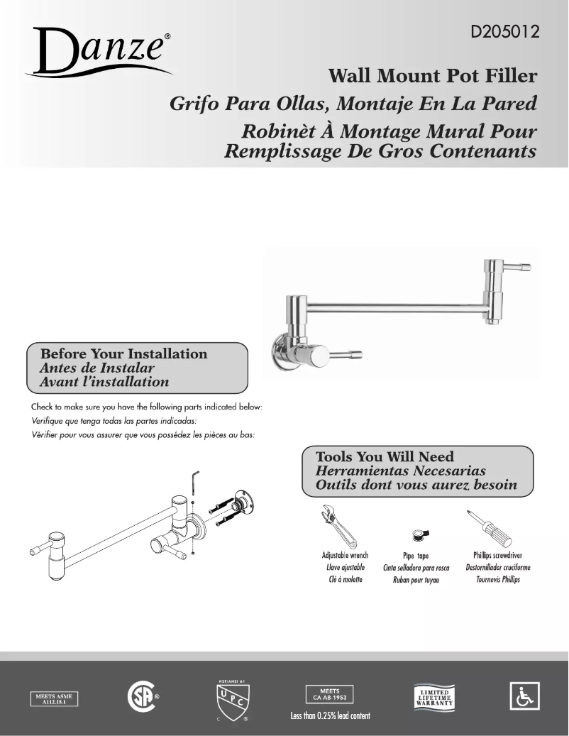 Página 1 del manual Manual de usuario Danze D205012