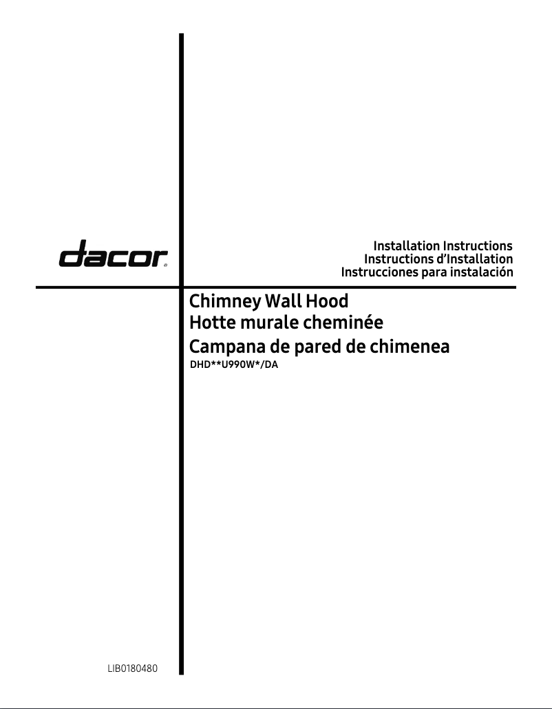 Page n°1 - Guide d'installation Dacor DHD30U990WS/DA