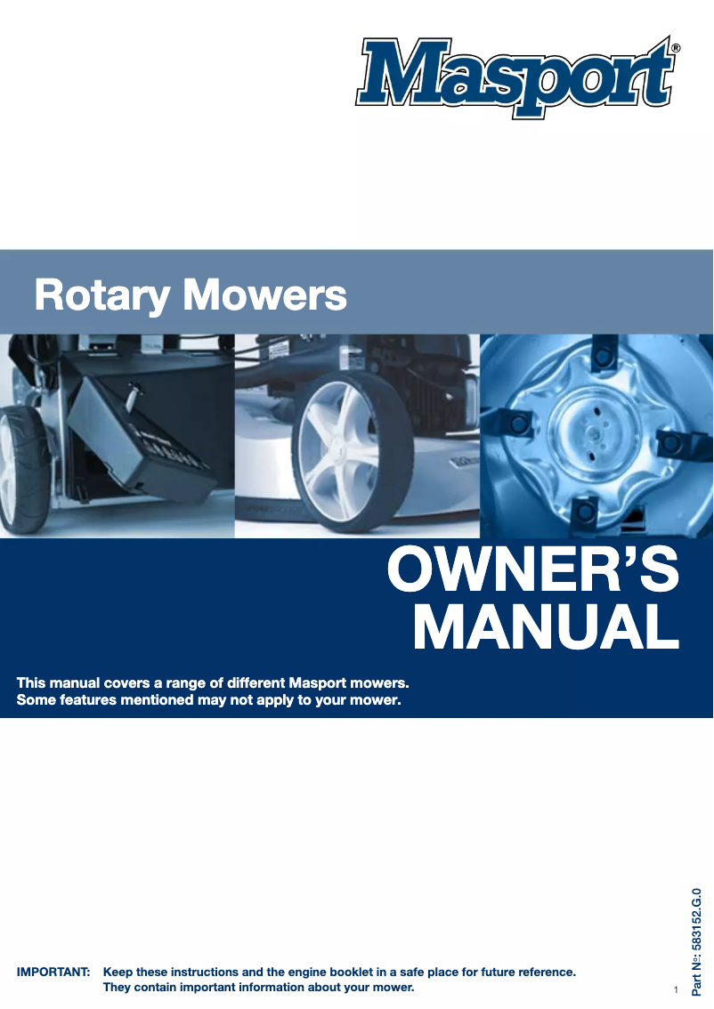 Página 1 del manual Manual de usuario Masport President 550 ST S16.5 Combo