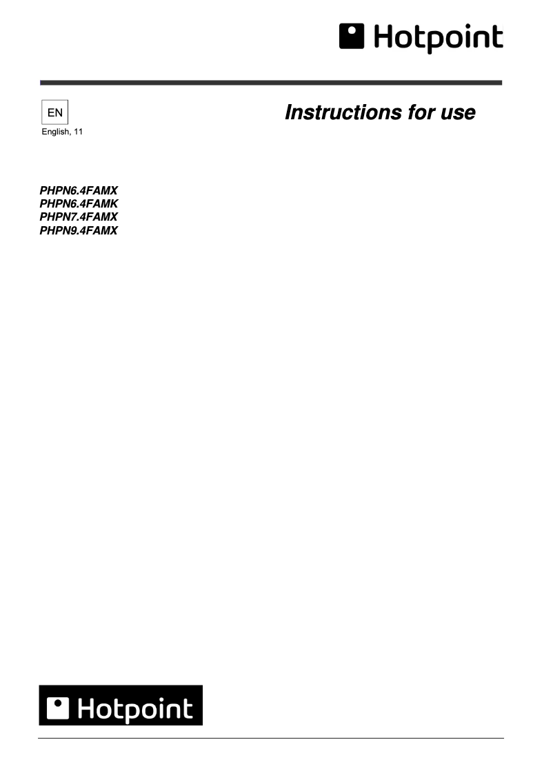 Page 1 de la notice Manuel utilisateur Hotpoint PHPN7.4FAMX