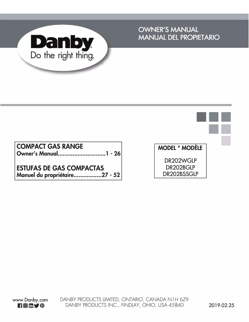 Page n°1 - Manuel utilisateur Danby DR202WGLP
