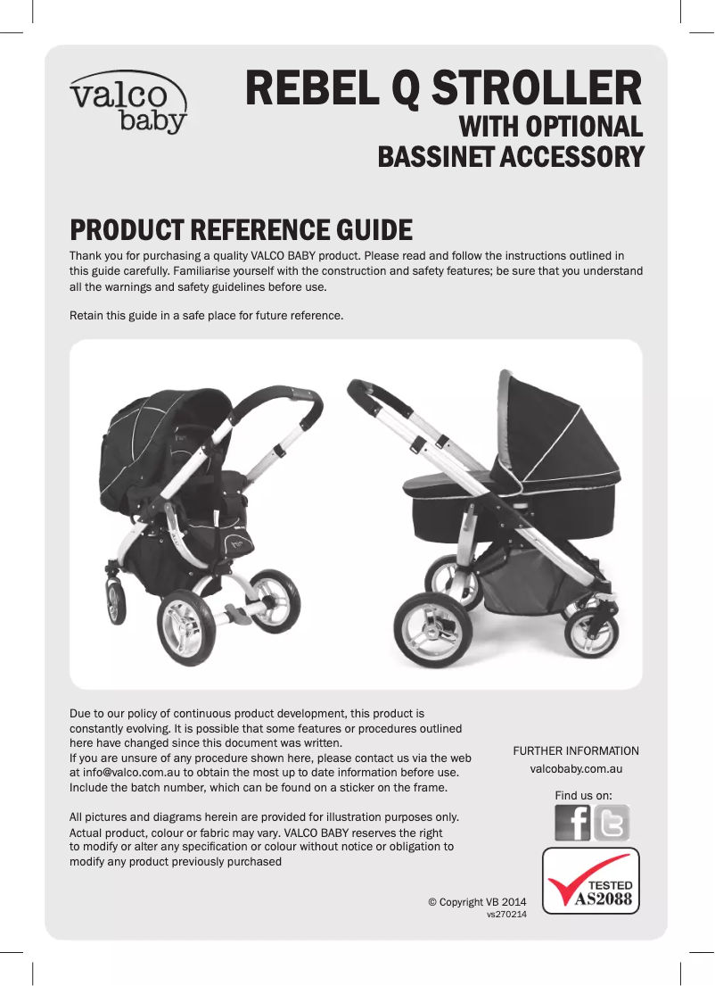 Page 1 de la notice Manuel utilisateur Valco Baby Rebel Q