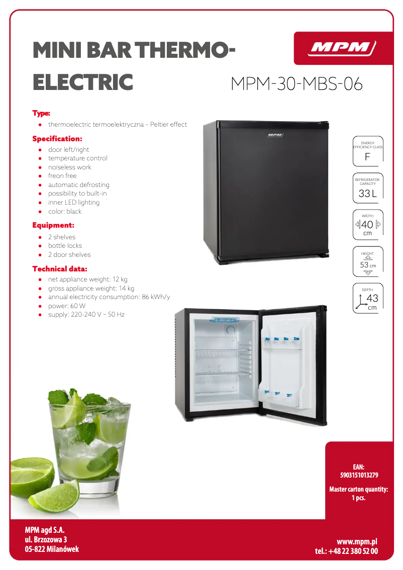 Page 1 de la notice Fiche technique MPM MPM-30-MBS-06