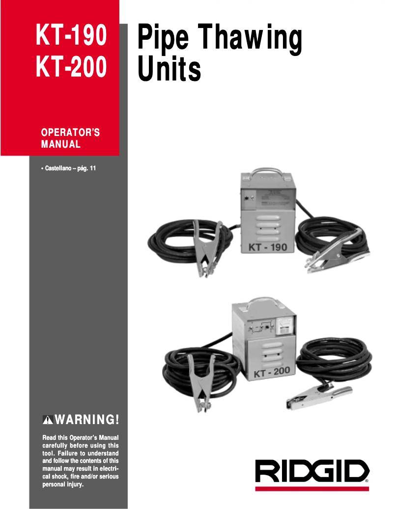 Page n°1 - Manuel utilisateur Ridgid KT-190