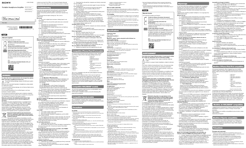 Page n°1 - Manuel utilisateur Sony PHA-1AEU