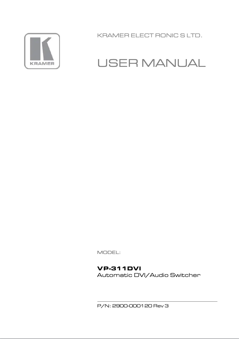 Page n°1 - Manuel utilisateur Kramer VP-311DVI