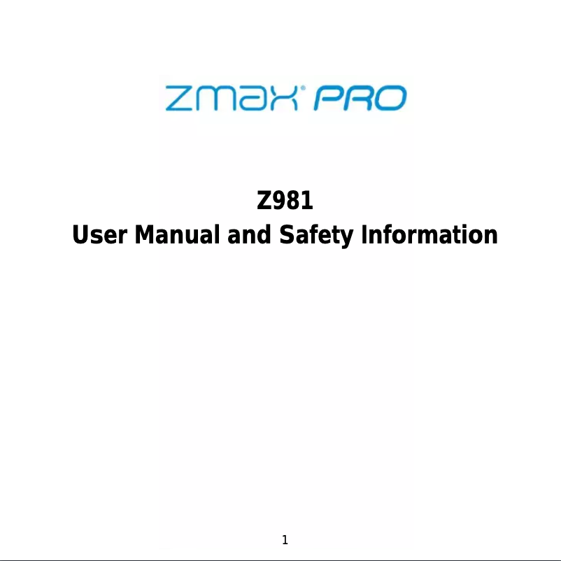 Page 1 de la notice Manuel utilisateur ZTE Zmax Pro Z981