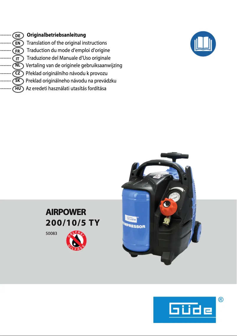 Page n°1 - Manuel utilisateur Güde Airpower 200/10/5 TY
