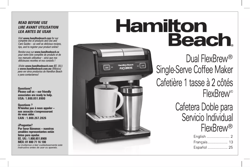 Page n°1 - Manuel utilisateur Hamilton Beach FlexBrew 49998