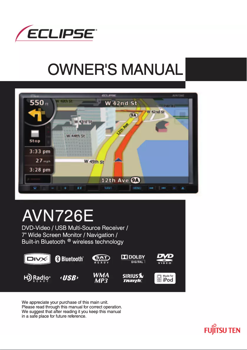 Page n°1 - Manuel utilisateur Eclipse AVN726E