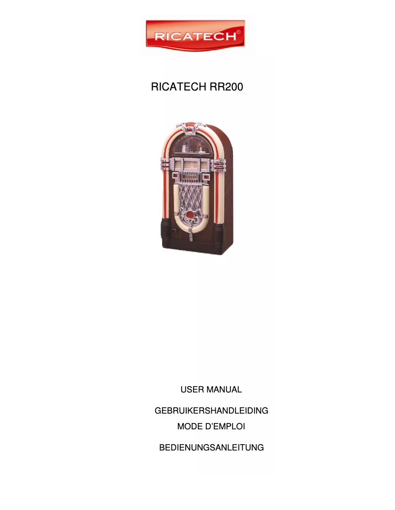 Page n°1 - Manuel utilisateur Ricatech RR200