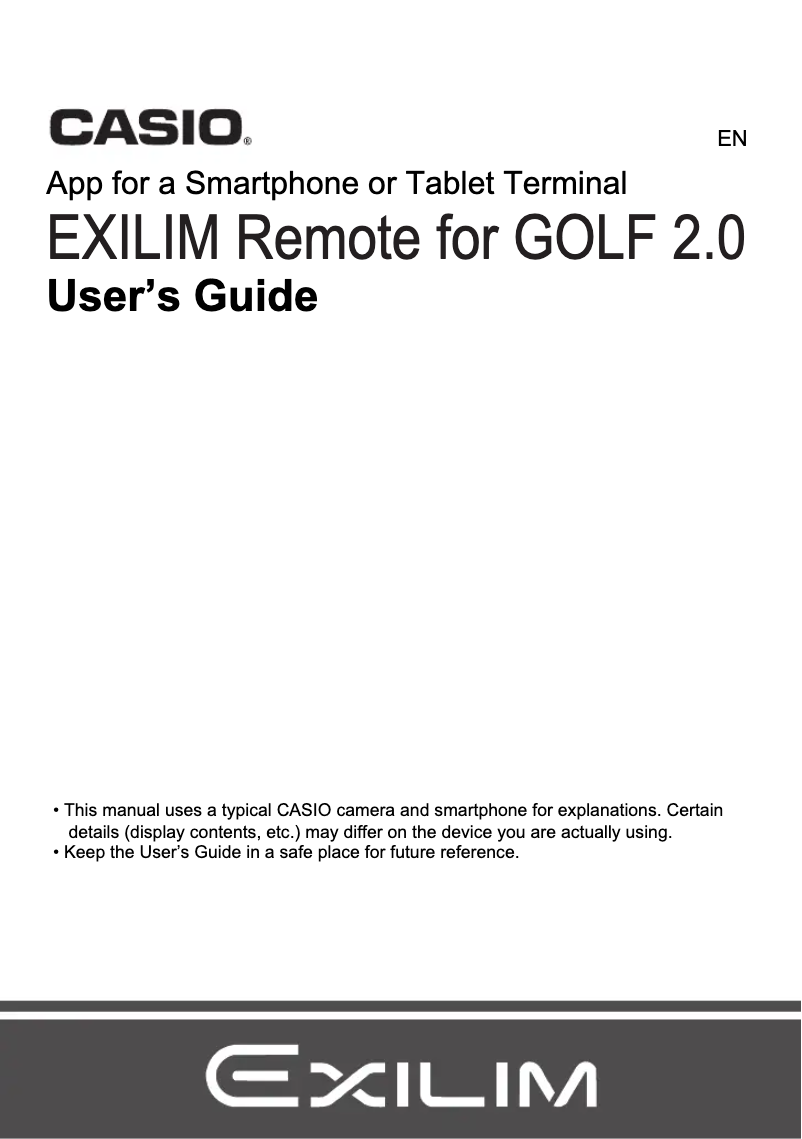 Image de la première page du manuel de l'appareil Exilim Remote