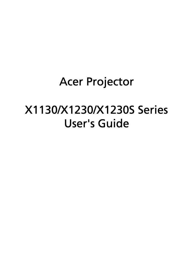 Page 1 de la notice Manuel utilisateur Acer X1230