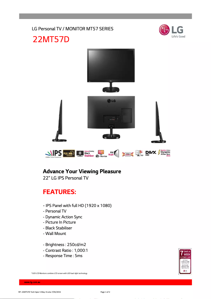 Image de la première page du manuel de l'appareil 22MT57D