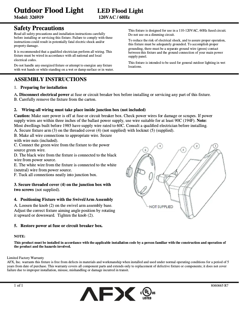 Page n°1 - Manuel utilisateur AFX Floodlights 326919