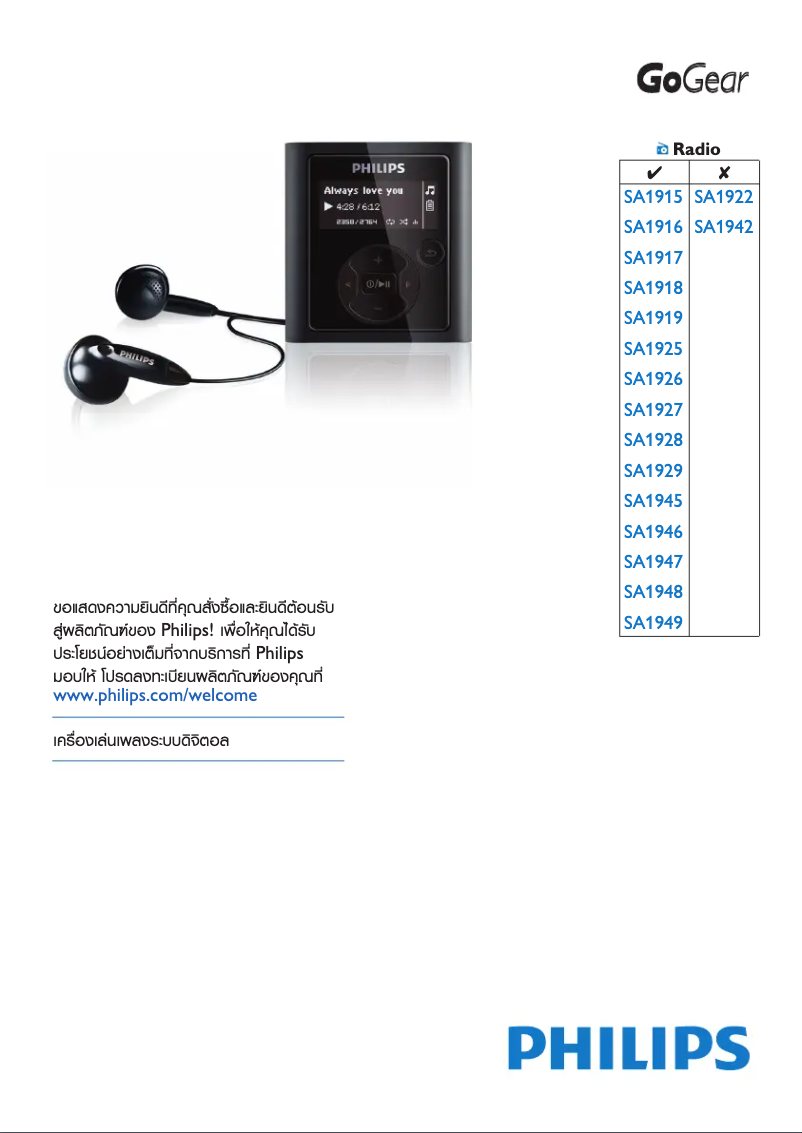 Page n°1 - Manuel utilisateur Philips GoGear SA1928