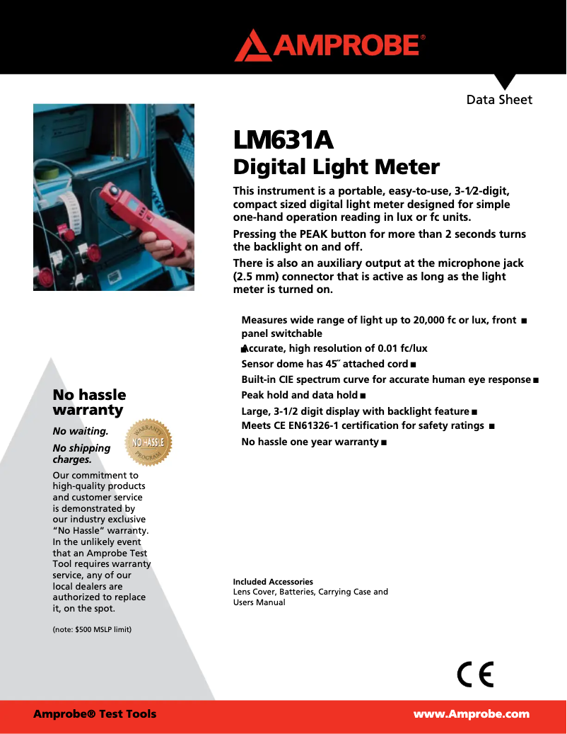 Página 1 del manual Ficha técnica Amprobe LM631A