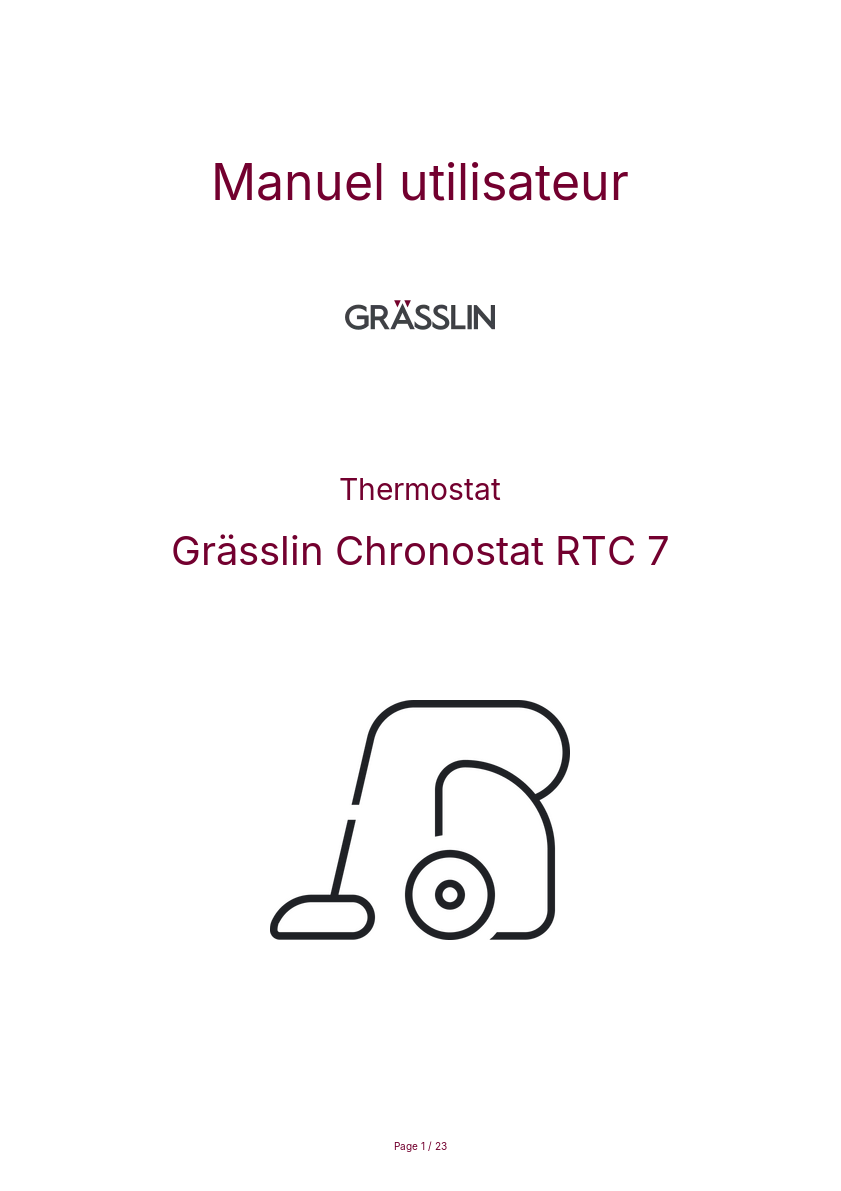 Page n°1 - Manuel utilisateur Grässlin Chronostat RTC 7