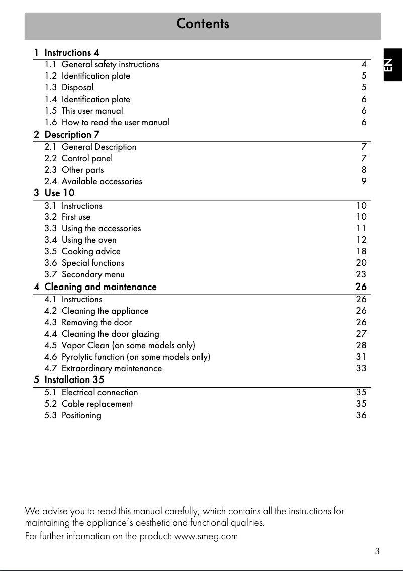 Page n°1 - Manuel utilisateur Smeg SFA6309X