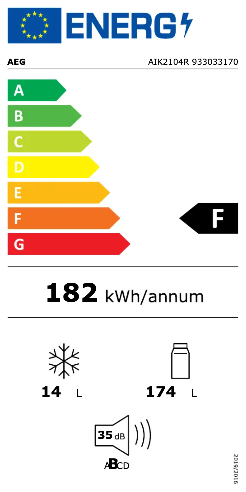 Page n°1 - Label énergétique AEG AIK2104R