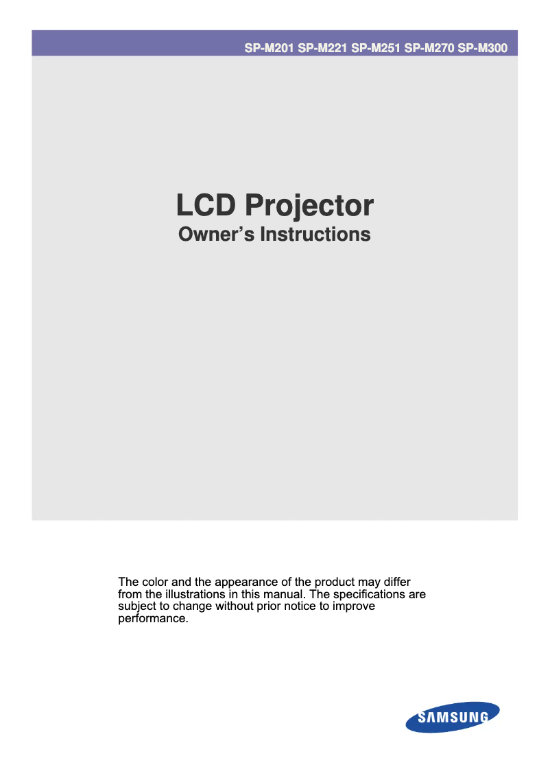 Page 1 de la notice Manuel utilisateur Samsung SP-M221