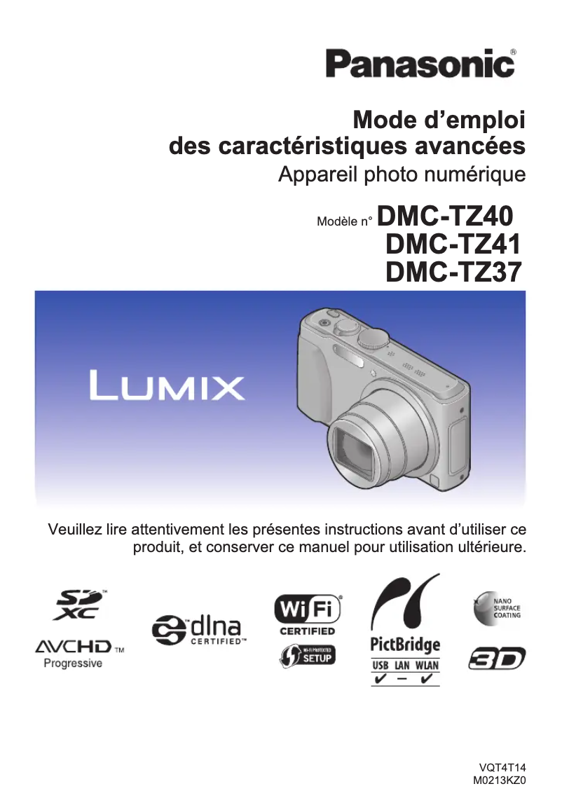 Page 1 de la notice Manuel utilisateur Panasonic Lumix DMC-TZ40