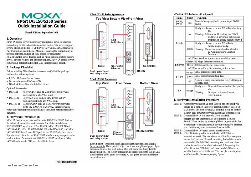 Image de la première page du manuel de l'appareil NPort IA-5150-M-SC-T