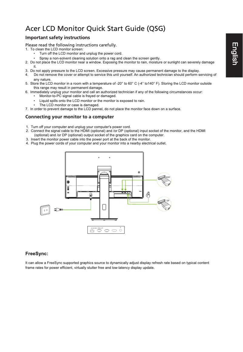 Page 1 de la notice Guide de démarrage rapide Acer ET322QKB