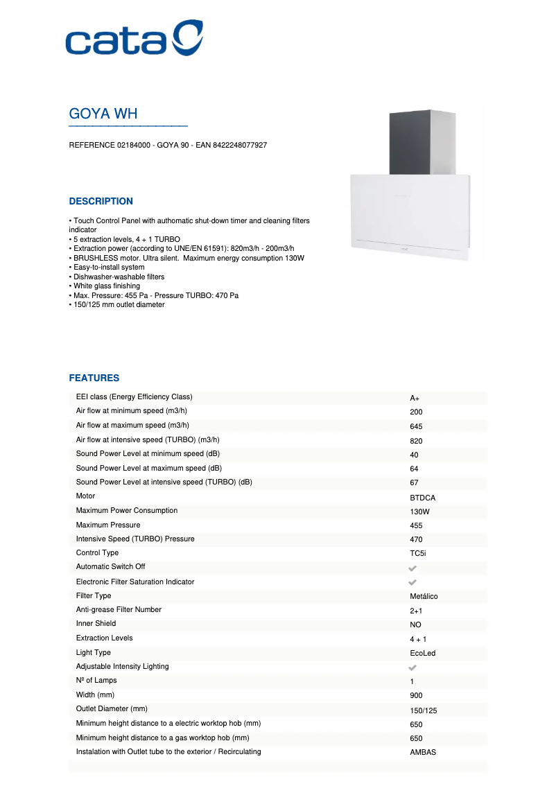 Image de la première page du manuel de l'appareil GOYA WH